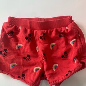 Hanna Andersson Mickey Disney  Red Cotton Shorts girls 110 5 rainbow retro